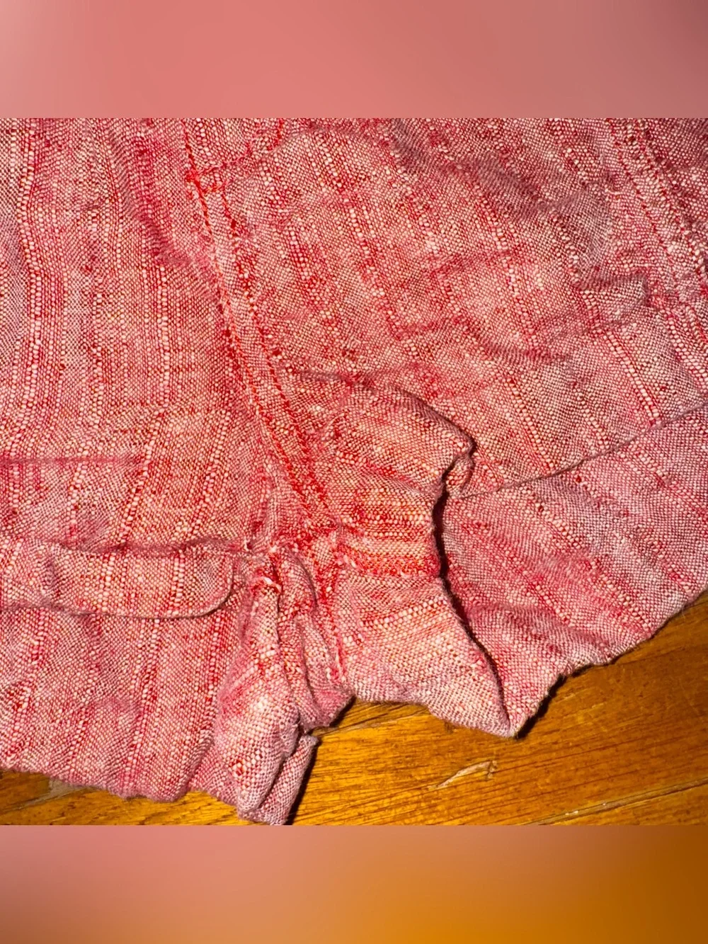 Free People Rolled Hem 100% Linen Red Shorts Size 4